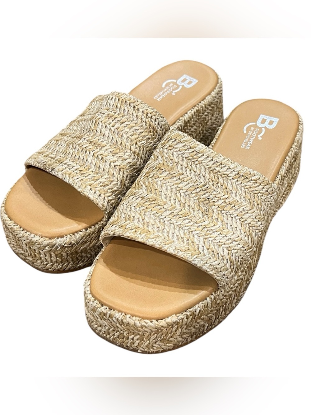 Seychelles Driftwood Raffia Platform Slide Sandals Size 8 EUC